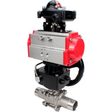 Vannes à boisseau sphérique Elephant BV3131P(3pc)-FP-W-ISO-H LONG DN50-150 passage intégral, corps - acier inoxydable 304, soudé, avec actionneur pneumatique Elephant PA-DA, réducteur Elephant MON et bloc de fin de course APL 210N