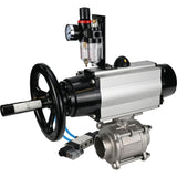 Ball valves Elephant BV3232P(3pc)-FP-W-ISO-H,  body material - Stainless steel AISI 316, seal - PTFE / PTFE / Teflon, with pneumatic actuator double action PA-DA-105-1, 4V320-10 220VATU AFC2000