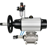 Ball valves Elephant BV3232P(3pc)-FP-W-ISO-H,  body material - Stainless steel AISI 316, seal - PTFE / PTFE / Teflon, with pneumatic actuator double action PA-DA-105-1, 4V320-10 220VATU AFC2000