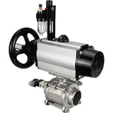 Ball valves Elephant BV3232P(3pc)-FP-W-ISO-H,  body material - Stainless steel AISI 316, seal - PTFE / PTFE / Teflon, with pneumatic actuator double action PA-DA-105-1, 4V320-10 220VATU AFC2000