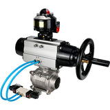 Ball valves Elephant BV3232P(3pc)-FP-W-ISO-H,  body material - Stainless steel AISI 316, seal - PTFE / PTFE / Teflon, with pneumatic actuator double action PA-DA-105-1, 4V320-08 220V, LSU APL-510N Ex