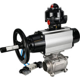 Ball valves Elephant BV3232P(3pc)-FP-W-ISO-H,  body material - Stainless steel AISI 316, seal - PTFE / PTFE / Teflon, with pneumatic actuator double action PA-DA-105-1, 4V320-08 220V, LSU APL-510N Ex