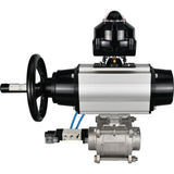 Ball valves Elephant BV3232P(3pc)-FP-W-ISO-H,  body material - Stainless steel AISI 316, seal - PTFE / PTFE / Teflon, with pneumatic actuator double action PA-DA-105-1, 4V320-08 220V, LSU APL-510N Ex