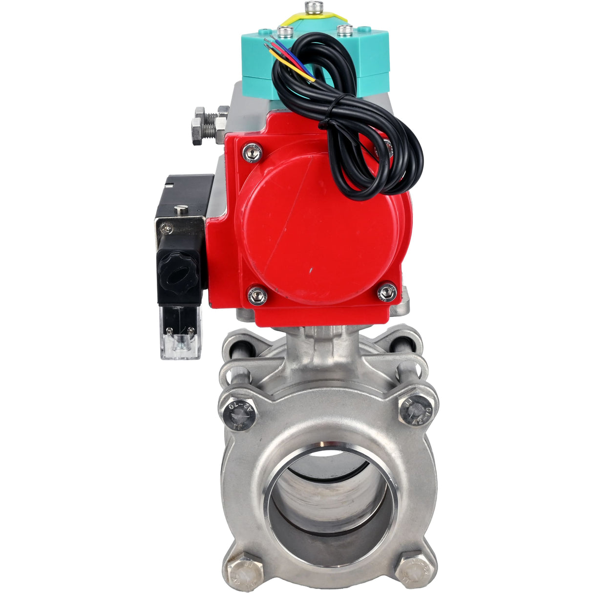 Ball valves Elephant BV3232P(3pc)-FP-W-ISO-H WDVF DN15-32 63 bar full bore, body - 316 stainless steel, seal - PTFE, for welding, with PA-DA pneumatic actuator, pneumatic distributor 4M310-08 220V and ALS200D magnetic switch