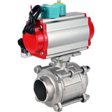 Ball valves Elephant BV3232P(3pc)-FP-W-ISO-H WDVF DN15-32 63 bar full bore, body - 316 stainless steel, seal - PTFE, for welding, with PA-DA pneumatic actuator, pneumatic distributor 4M310-08 220V and ALS200D magnetic switch