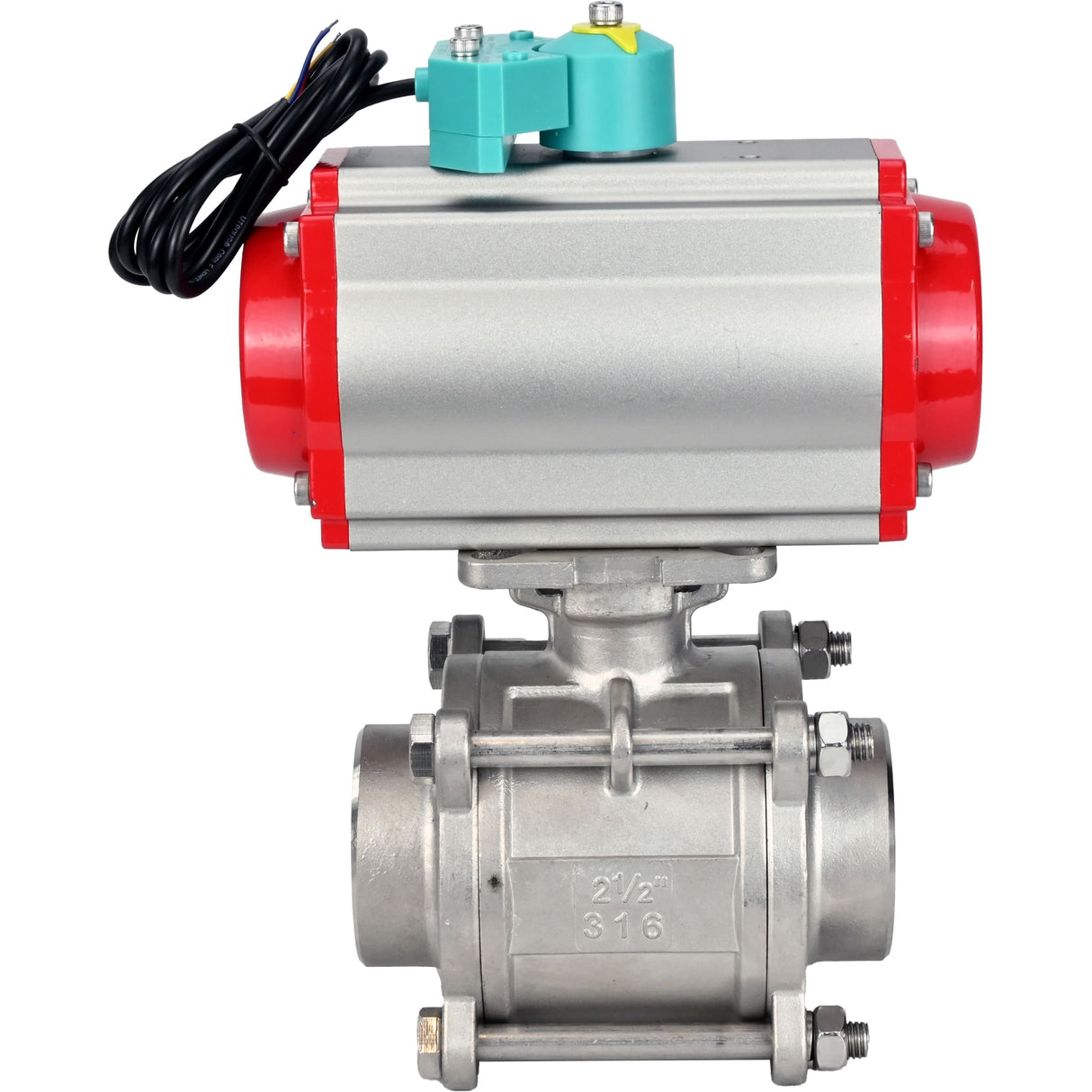 Ball valves Elephant BV3232P(3pc)-FP-W-ISO-H WDVF DN15-32 63 bar full bore, body - 316 stainless steel, seal - PTFE, for welding, with PA-DA pneumatic actuator, pneumatic distributor 4M310-08 220V and ALS200D magnetic switch