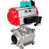 Ball valves Elephant BV3232P(3pc)-FP-W-ISO-H WDVF DN15-32 63 bar full bore, body - 316 stainless steel, seal - PTFE, for welding, with PA-DA pneumatic actuator, pneumatic distributor 4M310-08 220V and ALS200D magnetic switch