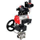 Ball valves Elephant BV3232P(3pc)-FP-W-ISO-H WDVF DN15-32 63 bar full bore, 316 stainless steel, seal - PTFE, for welding, with PA-DA pneumatic actuator, pneumatic distributor 4M310-08 220V, LSU APL-210N, manual backup for MON, ATU AFC2000