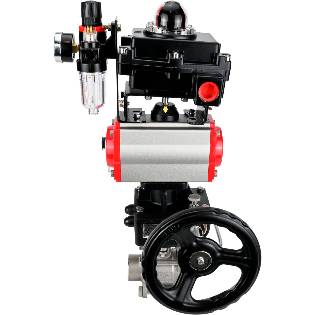 Ball valves Elephant BV3232P(3pc)-FP-W-ISO-H WDVF DN15-32 63 bar full bore, 316 stainless steel, PTFE, for welding, with PA-DA pneumatic actuator, pneumatic distributor 4M310-08 220V, LSU APL-410N EX, manual backup for MON, ATU AFC2000