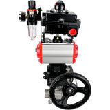 Ball valves Elephant BV3232P(3pc)-FP-W-ISO-H WDVF DN15-32 63 bar full bore, 316 stainless steel, PTFE, for welding, with PA-DA pneumatic actuator, pneumatic distributor 4M310-08 220V, LSU APL-410N EX, manual backup for MON, ATU AFC2000