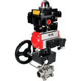 Ball valves Elephant BV3232P(3pc)-FP-W-ISO-H WDVF DN15-32 63 bar full bore, 316 stainless steel, seal - PTFE, for welding, with PA-DA pneumatic actuator, pneumatic distributor 4M310-08 220V, LSU APL-410N EX, manual backup for MON