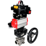 Ball valves Elephant BV3232P(3pc)-FP-W-ISO-H WDVF DN15-32 63 bar full bore, 316 stainless steel, seal - PTFE, for welding, with PA-DA pneumatic actuator, pneumatic distributor 4M310-08 220V, LSU APL-410N EX, manual backup for MON