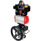 Ball valves Elephant BV3232P(3pc)-FP-W-ISO-H WDVF DN15-32 63 bar full bore, 316 stainless steel, seal - PTFE, for welding, with PA-DA pneumatic actuator, pneumatic distributor 4M310-08 220V, LSU APL-410N EX, manual backup for MON