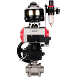 Ball valves Elephant BV3232P(3pc)-FP-W-ISO-H WDVF DN15-32 63 bar full bore, 316 stainless steel, PTFE, for welding, with PA-DA pneumatic actuator, pneumatic distributor 4M310-08 24V, LSU APL-510N EX, manual backup for MON, ATU AFC2000