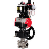 Ball valves Elephant BV3232P(3pc)-FP-W-ISO-H WDVF DN15-32 63 bar full bore, 316 stainless steel, PTFE, for welding, with PA-DA pneumatic actuator, pneumatic distributor 4M310-08 24V, LSU APL-510N EX, manual backup for MON, ATU AFC2000