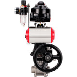 Ball valves Elephant BV3232P(3pc)-FP-W-ISO-H WDVF DN15-32 63 bar full bore, 316 stainless steel, PTFE, for welding, with PA-DA pneumatic actuator, pneumatic distributor 4M310-08 24V, LSU APL-510N EX, manual backup for MON, ATU AFC2000