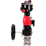 Ball valves Elephant BV3232P(3pc)-FP-W-ISO-H WDVF DN15-32 63 bar full bore, 316 stainless steel, PTFE, for welding, with PA-DA pneumatic actuator, pneumatic distributor 4M310-08 24V, LSU APL-510N EX, manual backup for MON, ATU AFC2000