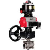 Ball valves Elephant BV3232P(3pc)-FP-W-ISO-H WDVF DN15-32 63 bar full bore, 316 stainless steel, seal - PTFE, for welding, with PA-DA pneumatic actuator, pneumatic distributor 4M310-08 220V, LSU APL-510N EX, manual backup for MON