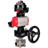 Ball valves Elephant BV3232P(3pc)-FP-W-ISO-H WDVF DN15-32 63 bar full bore, 316 stainless steel, seal - PTFE, for welding, with PA-DA pneumatic actuator, pneumatic distributor 4M310-08 220V, LSU APL-510N EX, manual backup for MON