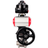 Ball valves Elephant BV3232P(3pc)-FP-W-ISO-H WDVF DN15-32 63 bar full bore, 316 stainless steel, seal - PTFE, for welding, with PA-DA pneumatic actuator, pneumatic distributor 4M310-08 220V, LSU APL-510N EX, manual backup for MON