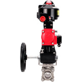 Ball valves Elephant BV3232P(3pc)-FP-W-ISO-H WDVF DN15-32 63 bar full bore, 316 stainless steel, seal - PTFE, for welding, with PA-DA pneumatic actuator, pneumatic distributor 4M310-08 220V, LSU APL-510N EX, manual backup for MON