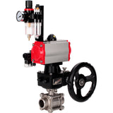 Ball valves Elephant BV3232P(3pc)-FP-W-ISO-H WDVF DN15-32 63 bar full bore, 316 stainless steel, seal - PTFE, for welding, with PA-DA pneumatic actuator, pneumatic distributor 4M310-08 24V, manual backup for MON, ATU AFC2000