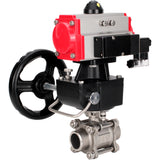 Ball valves Elephant BV3232P(3pc)-FP-W-ISO-H WDVF DN15-32 63 bar full bore, body - 316 stainless steel, seal - PTFE, for welding, with PA-DA pneumatic actuator, pneumatic distributor 4M310-08 220V, manual backup for MON