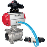 Ball valves Elephant BV3232P(3pc)-FP-W-ISO-H WDVF DN15-32 63 bar full bore, body - 316 stainless steel, seal - PTFE, for welding, with PA-SA pneumatic actuator, pneumatic distributor 4V320-08 220V, LSU APL-210N