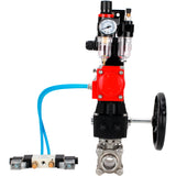 Ball valves Elephant BV3232P(3pc)-FP-W-ISO-H WDVF DN15-32 63 bar full bore, 316 stainless steel, seal - PTFE, for welding, with PA-DA pneumatic actuator, with pneumatic distributor 4V320-10 220V, LSU APL-210N, manual backup for MON, ATU AFC2000