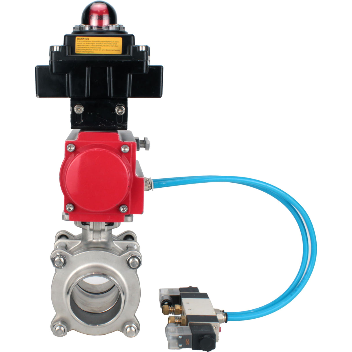 Ball valves Elephant BV3232P(3pc)-FP-W-ISO-H WDVF DN15-32 63 bar full bore, body - 316 stainless steel, seal - PTFE, for welding, with PA-SA pneumatic actuator, pneumatic distributor 4V320-10 220V, LSU APL-410N EX