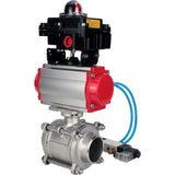 Ball valves Elephant BV3232P(3pc)-FP-W-ISO-H WDVF DN15-32 63 bar full bore, body - 316 stainless steel, seal - PTFE, for welding, with PA-SA pneumatic actuator, pneumatic distributor 4V320-10 220V, LSU APL-410N EX
