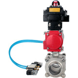 Ball valves Elephant BV3232P(3pc)-FP-W-ISO-H WDVF DN15-32 63 bar full bore, body - 316 stainless steel, seal - PTFE, for welding, with PA-SA pneumatic actuator, pneumatic distributor 4V320-10 220V, LSU APL-410N EX
