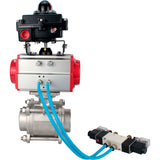 Ball valves Elephant BV3232P(3pc)-FP-W-ISO-H WDVF DN15-32 63 bar full bore, body - 316 stainless steel, seal - PTFE, for welding, with PA-SA pneumatic actuator, pneumatic distributor 4V320-10 220V, LSU APL-410N EX