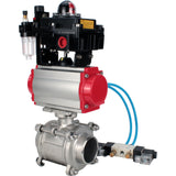 Ball valves Elephant BV3232P(3pc)-FP-W-ISO-H WDVF DN15-32 63 bar full bore, body - 316 stainless steel, seal - PTFE, for welding, with PA-SA pneumatic actuator, pneumatic distributor 4V320-10 220V, LSU APL-410N EX, ATU AFC2000