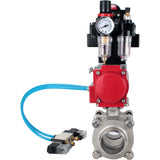 Ball valves Elephant BV3232P(3pc)-FP-W-ISO-H WDVF DN15-32 63 bar full bore, body - 316 stainless steel, seal - PTFE, for welding, with PA-SA pneumatic actuator, pneumatic distributor 4V320-10 220V, LSU APL-410N EX, ATU AFC2000
