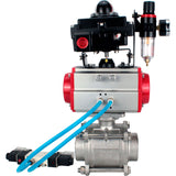 Ball valves Elephant BV3232P(3pc)-FP-W-ISO-H WDVF DN15-32 63 bar full bore, body - 316 stainless steel, seal - PTFE, for welding, with PA-SA pneumatic actuator, pneumatic distributor 4V320-10 220V, LSU APL-410N EX, ATU AFC2000