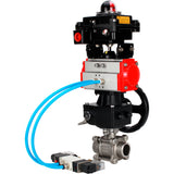 Ball valves Elephant BV3232P(3pc)-FP-W-ISO-H WDVF DN15-32 63 bar full bore, 316 stainless steel, seal - PTFE, for welding, with PA-DA pneumatic actuator, with pneumatic distributor 4V320-10 220V, LSU APL-410N EX, manual backup for MON