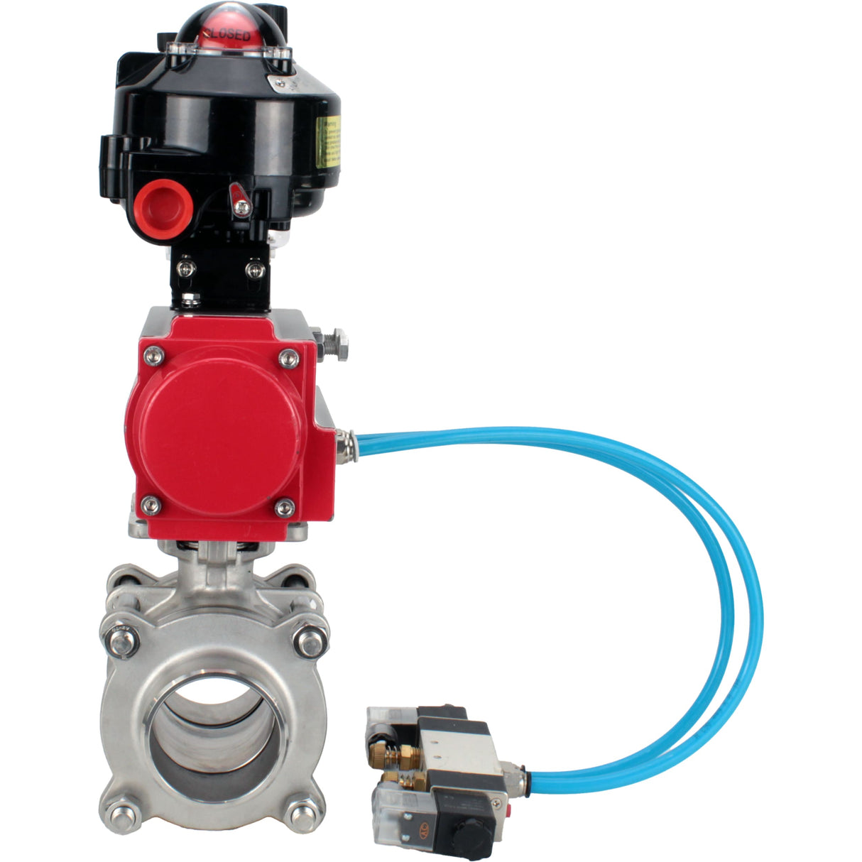 Ball valves Elephant BV3232P(3pc)-FP-W-ISO-H WDVF DN15-32 63 bar full bore, body - 316 stainless steel, seal - PTFE, for welding, with PA-SA pneumatic actuator, pneumatic distributor 4V320-08 220V, LSU APL-510N EX, ATU AFC2000
