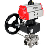 Ball valves Elephant BV3232P(3pc)-FP-W-ISO-H WDVF DN15-32 63 bar full bore, body - 316 stainless steel, seal - PTFE, for welding, with PA-DA pneumatic actuator, manual backup for MON