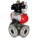 Ball valves Elephant BV3232P(4pc)-FP-3WL-F-ISO-H 16 bar full bore, flanged, body - stainless steel SS316, ISO flange F03/F04-F10/F12, square 9x9-19x19, with pneumatic drive PA-DA, pneumatic distributor 4M310-08 24V, LSU APL-410N EX and ATU AFC