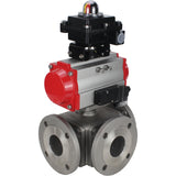 Ball valves Elephant BV3232P(4pc)-FP-3WL-F-ISO-H 16 bar full bore, flanged, body - stainless steel SS316, ISO flange F03/F04-F10/F12, square 9x9-19x19, with pneumatic drive PA-SA, pneumatic valve 4M310-08 220V and LSU APL-410N EX