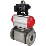 Ball valves Elephant BV3232P(4pc)-FP-3WL-F-ISO-H 16 bar full bore, flanged, body - stainless steel SS316, ISO flange F03/F04-F10/F12, square 9x9-19x19, with pneumatic drive PA-SA, pneumatic valve 4M310-08 220V and LSU APL-410N EX