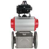Ball valves Elephant BV3232P(4pc)-FP-3WL-F-ISO-H 16 bar full bore, flanged, body - stainless steel SS316, ISO flange F03/F04-F10/F12, square 9x9-19x19, with pneumatic drive PA-SA, pneumatic valve 4M310-08 220V and LSU APL-410N EX
