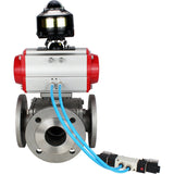 Ball valves Elephant BV3232P(4pc)-FP-3WL-F-ISO-H 16 bar full bore, flanged, body - stainless steel SS316, ISO flange F03/F04-F10/F12, square 9x9-19x19, with pneumatic drive PA-DA, pneumatic distributor 4V320-8 220V and LSU APL-510N EX