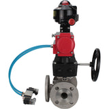 Ball valves Elephant BV3232P(4pc)-FP-3WL-F-ISO-H 16 bar full bore, flanged, body - stainless steel SS316, ISO flange F03/F04-F10/F12, square 9x9-19x19, with pneumatic drive PA-DA, mon/distributor 4V320-8 220V, LSU APL-510N EX and Doubler MON3-700-T38-ISO