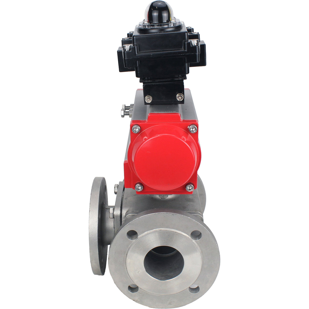 Ball valves Elephant BV3232P(4pc)-FP-3WL-F-ISO-H 16 bar full bore, flanged, body - stainless steel SS316, ISO flange F03/F04-F10/F12, square 9x9-19x19, with pneumatic drive Elephant PA-SA with return springs and LSU APL-410N EX
