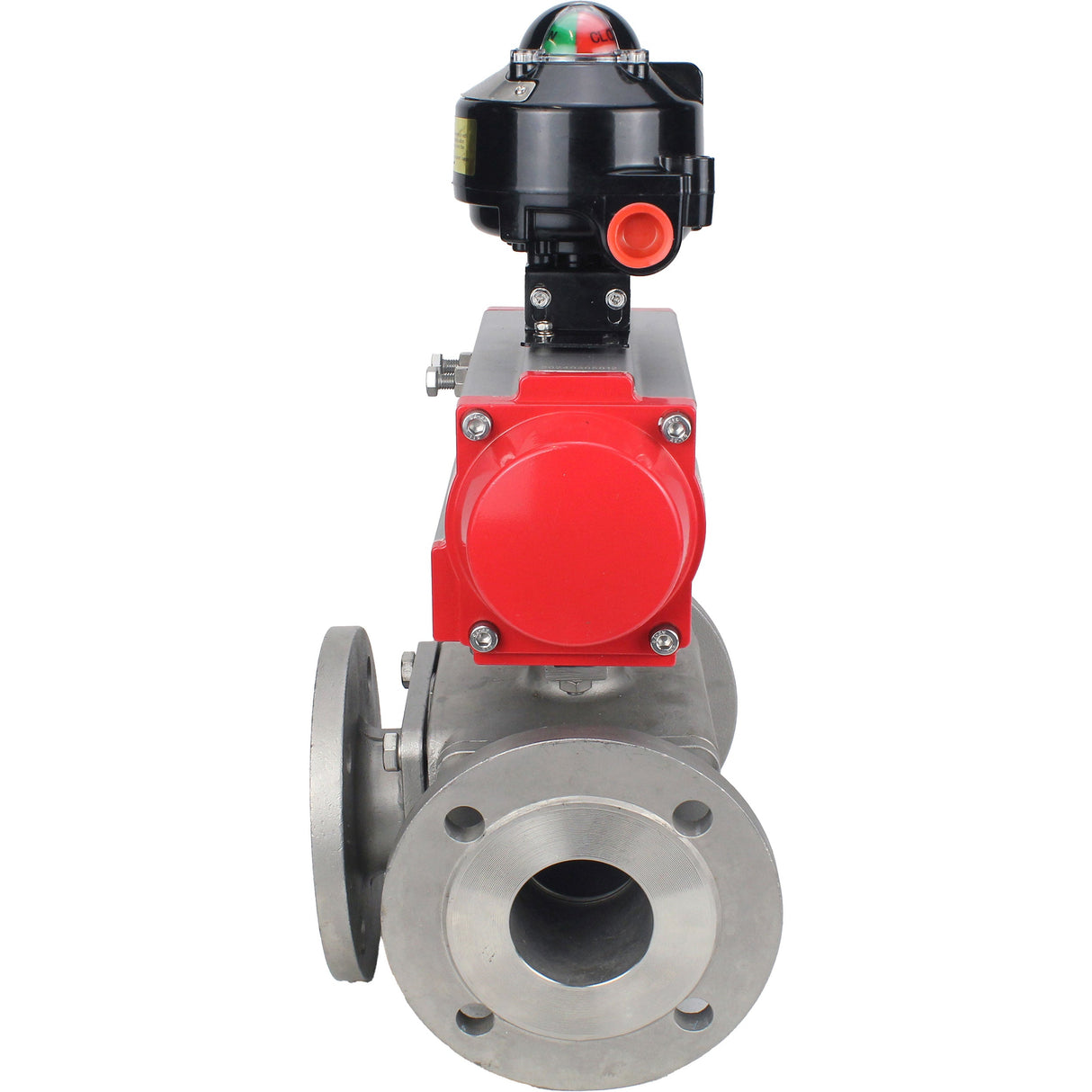 Ball valves Elephant BV3232P(4pc)-FP-3WL-F-ISO-H 16 bar full bore, flanged, body - stainless steel SS316, ISO flange F03/F04-F10/F12, square 9x9-19x19, with pneumatic drive Elephant PA-SA with return springs and LSU APL-510N EX