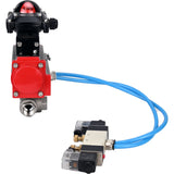 Ball valves Elephant BV3232P(4pc)-SP-3WL-T-ISO-H,  body material - Stainless steel AISI 316, seal - PTFE / PTFE / Teflon, with pneumatic actuator double action PA-DA, 4V320-08 220V, LSU APL-210N