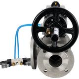 Ball valves Elephant BV3232P(4pc)-FP-3WL-F-ISO-H DN100 16 bar full bore, flanged, body - stainless steel SS316, ISO flange F10/F12, square 19x19, with double pneumatic actuator PA-DA-105-1 action and pneumatic distributor 4V320-10 220V