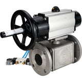 Ball valves Elephant BV3232P(4pc)-FP-3WL-F-ISO-H DN100 16 bar full bore, flanged, body - stainless steel SS316, ISO flange F10/F12, square 19x19, with double pneumatic actuator PA-DA-105-1 action and pneumatic distributor 4V320-10 220V